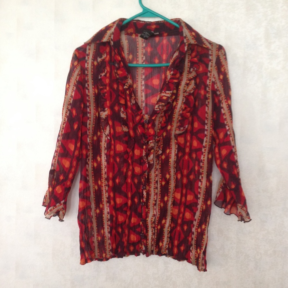 Red buttoned top